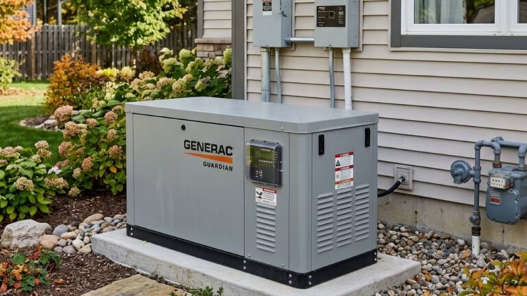 Whole house generator attached to suburban home